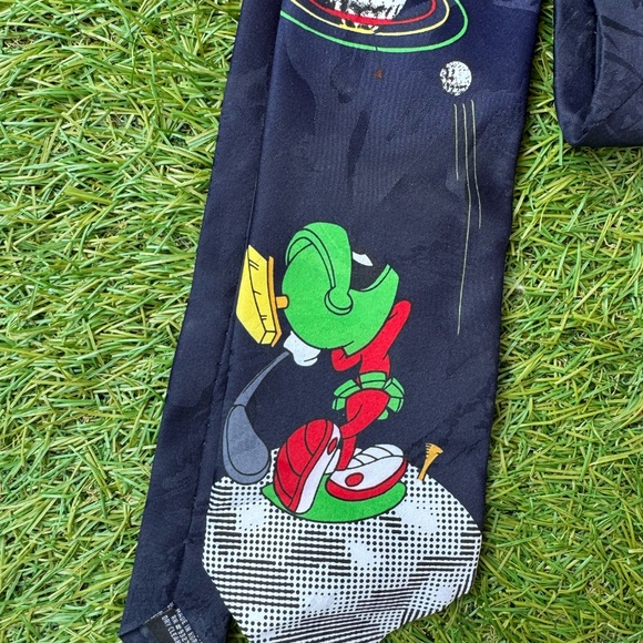 Vintage LOONEY TUNES 58”x4" Martian GOLFING IN SPACE 1996 Navy - Picture 2 of 4